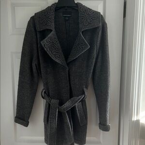 Cynthia Rowley Dark Gray Embroidered Trench Coat